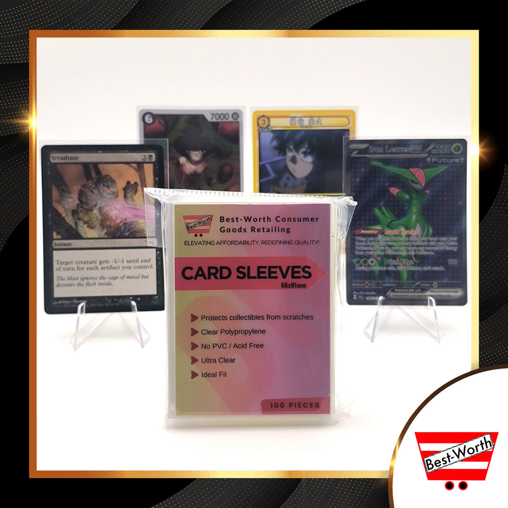 Best-Worth 100 Micron Ultra Clear Card Sleeves (66x91mm) – 100 Pcs