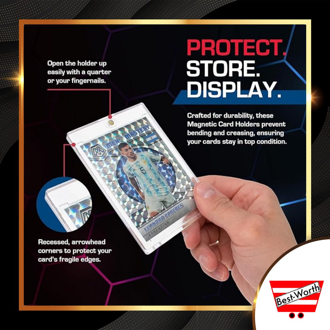 25-Pack Magnetic One-Touch Card Holders – 55pt, UV Protection, Clear Acrylic
